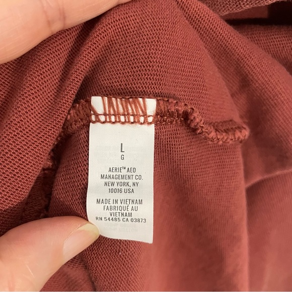 Aerie Rust Lace-Up Casual Hoodie Sweatshirt Size Large - Picture 12 of 14